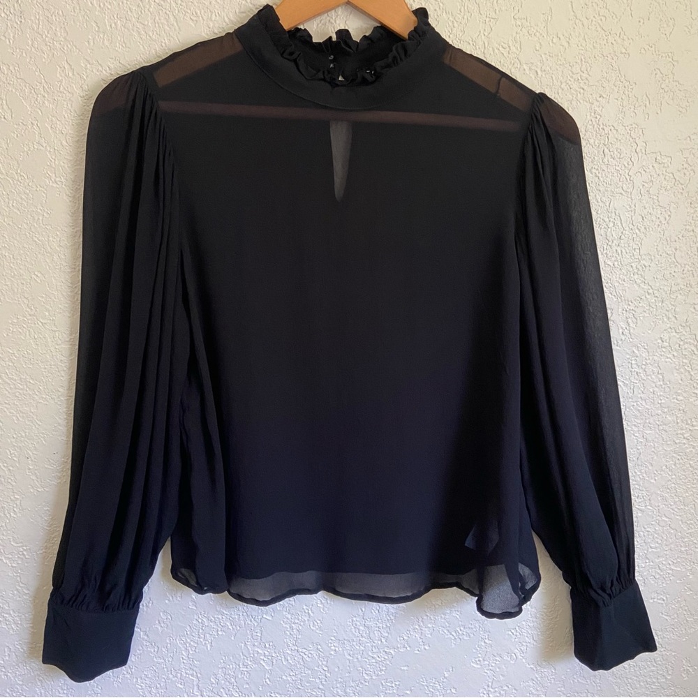 J. Crew Ruffleneck Top In Chiffon - Picture 2 of 10